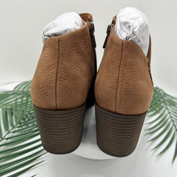Lucky Brand Bellita Heeled Round Toe Brown Leather Ankle Boots Size 10 NWOB - Picture 10 of 12